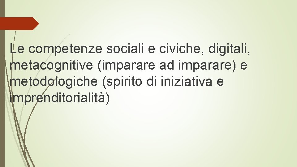 Le competenze sociali e civiche, digitali, metacognitive (imparare ad imparare) e metodologiche (spirito di