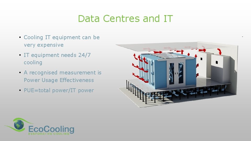 Data Centres and IT • Cooling IT equipment can be very expensive • IT