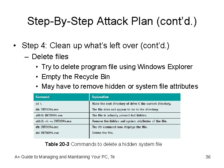 Step-By-Step Attack Plan (cont’d. ) • Step 4: Clean up what’s left over (cont’d.