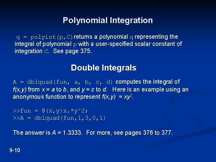 Power Point To Accompany Introduction To Matlab For