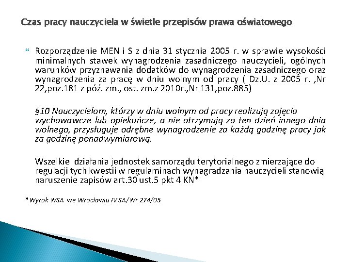 Czas pracy nauczyciela w świetle przepisów prawa oświatowego Rozporządzenie MEN i S z dnia