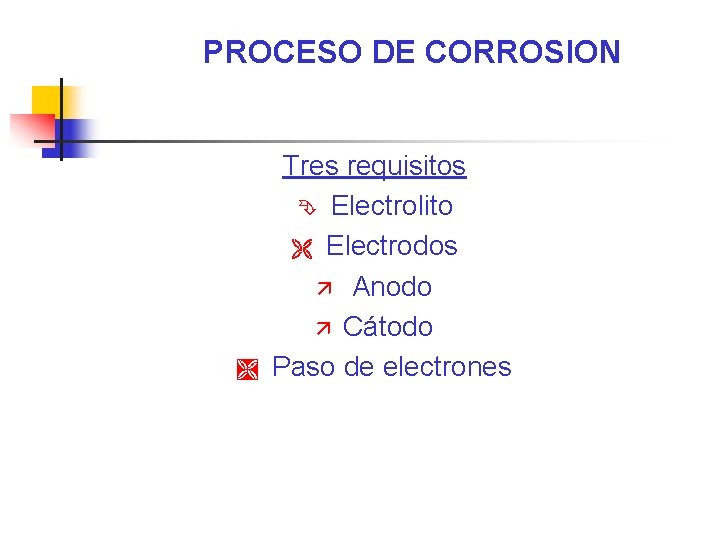 PROCESO DE CORROSION Ì Tres requisitos Ê Electrolito Ë Electrodos ä Anodo ä Cátodo