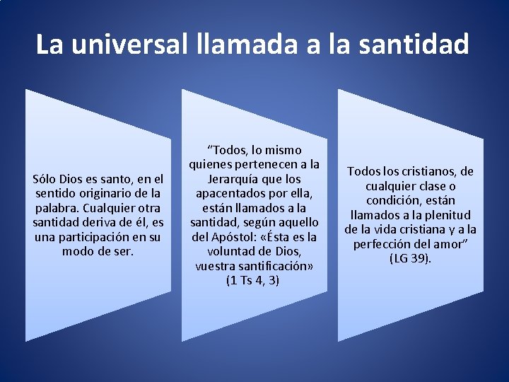 La universal llamada a la santidad Sólo Dios es santo, en el sentido originario