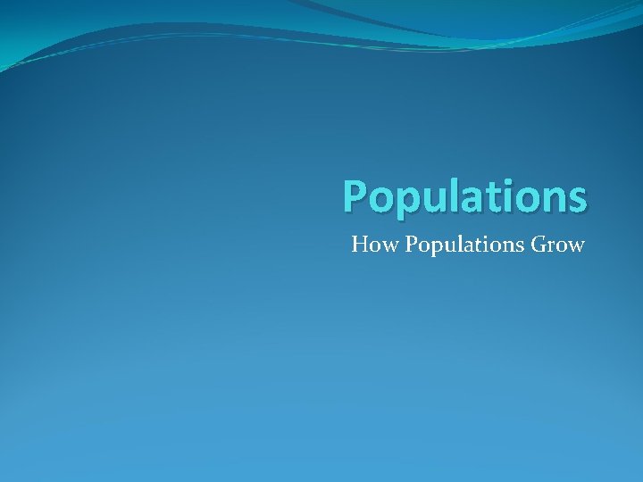 Populations How Populations Grow 