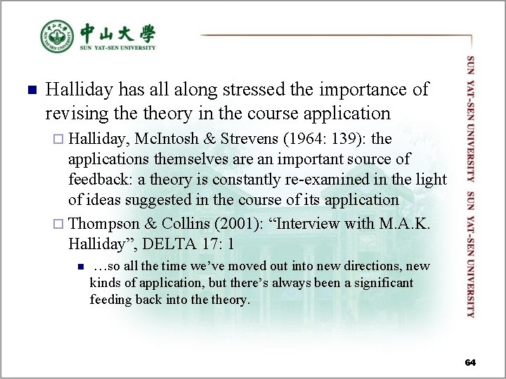 n Halliday has all along stressed the importance of revising theory in the course n Halliday has all along stressed the importance of revising theory in the course