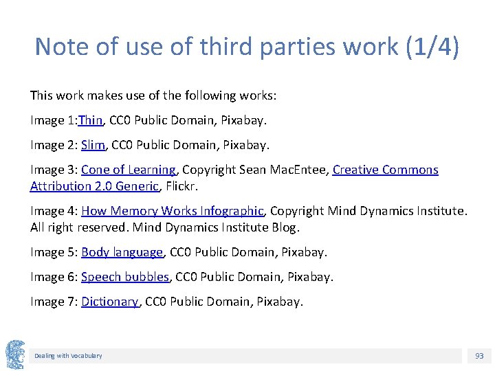 Note of use of third parties work (1/4) This work makes use of the Note of use of third parties work (1/4) This work makes use of the
