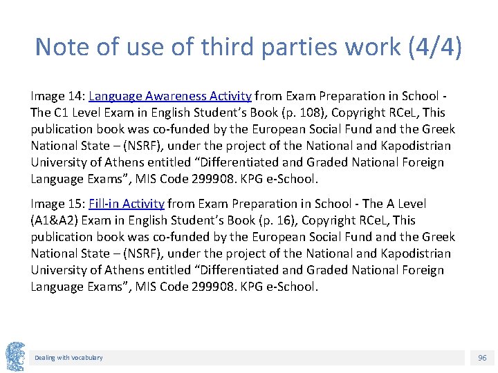 Note of use of third parties work (4/4) Image 14: Language Awareness Activity from Note of use of third parties work (4/4) Image 14: Language Awareness Activity from