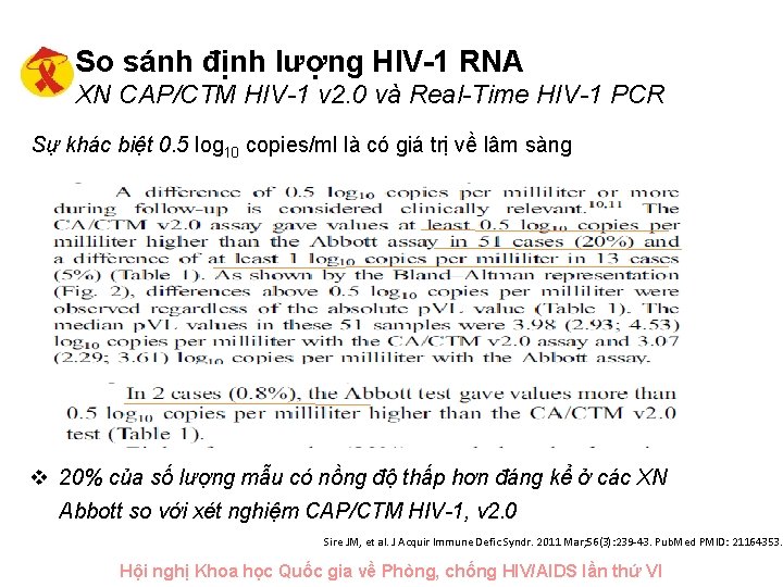 So sánh định lượng HIV-1 RNA XN CAP/CTM HIV-1 v 2. 0 và Real-Time