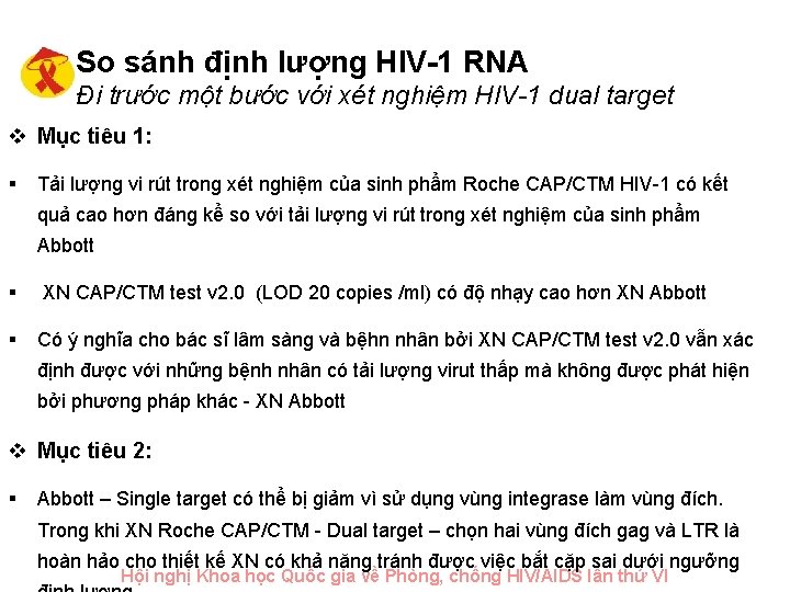 So sánh định lượng HIV-1 RNA Đi trước một bước với xét nghiệm HIV-1