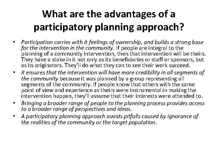 Theory and Practice of Participatory Approaches in Community