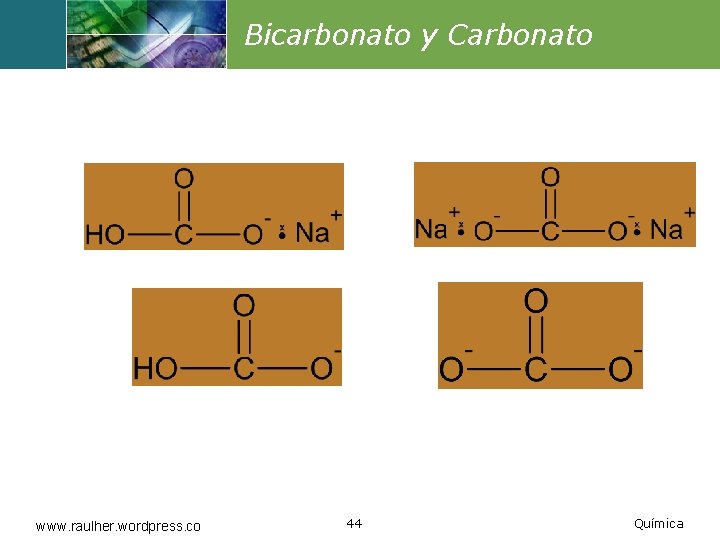 Bicarbonato y Carbonato www. raulher. wordpress. co 44 Química 