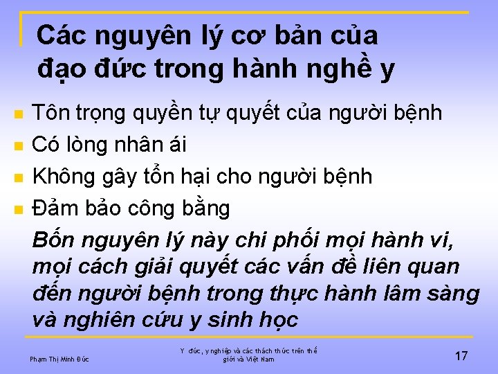 Các nguyên lý cơ bản của đạo đức trong hành nghề y n n