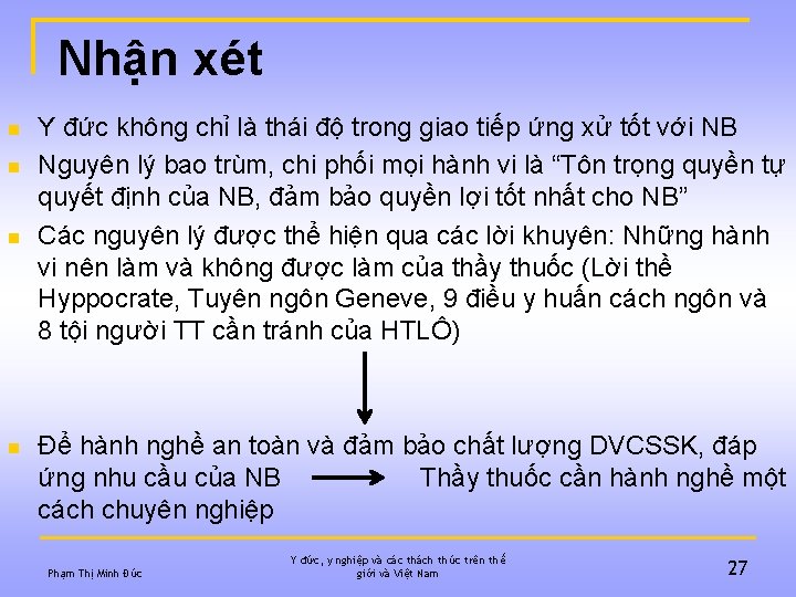 Nhận xét n n Y đức không chỉ là thái độ trong giao tiếp