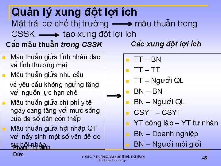 Quản lý xung đột lợi ích Mặt trái cơ chế thị trường mâu thuẫn