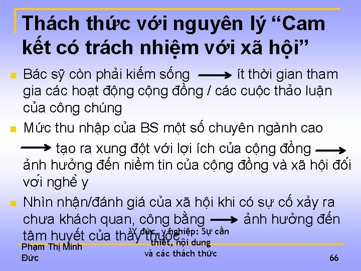 Thách thức với nguyên lý “Cam kết có trách nhiệm với xã hội” n