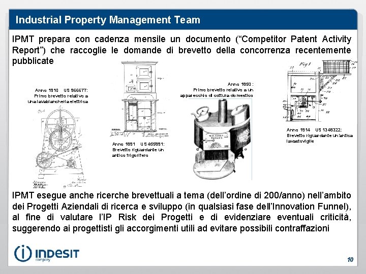 Industrial Property Management Team IPMT prepara con cadenza mensile un documento (“Competitor Patent Activity