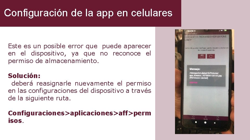 Configuración de la app en celulares Este es un posible error que puede aparecer Configuración de la app en celulares Este es un posible error que puede aparecer