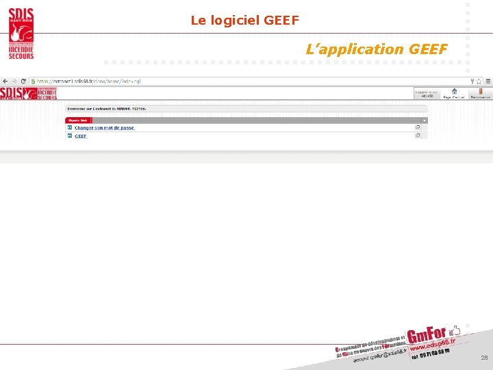 Le logiciel GEEF L’application GEEF 28 