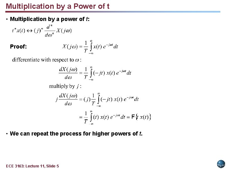 Multiplication by a Power of t • Multiplication by a power of t: Proof: