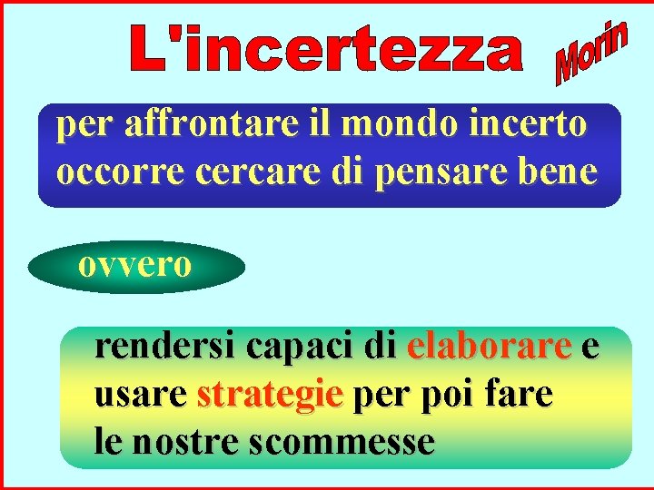 per affrontare il mondo incerto occorre cercare di pensare bene ovvero rendersi capaci di