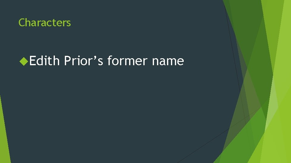 Characters Edith Prior’s former name 