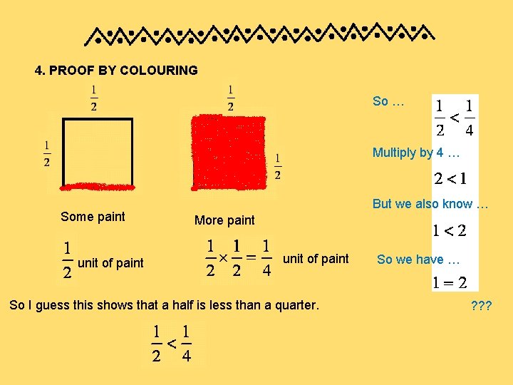 4. PROOF BY COLOURING So … Multiply by 4 … Some paint unit of