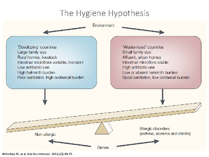 The Hygiene Hypothesis Wills-Karp M, et al. Nat Rev Immunol. 2001; 1(1): 69 -75.
