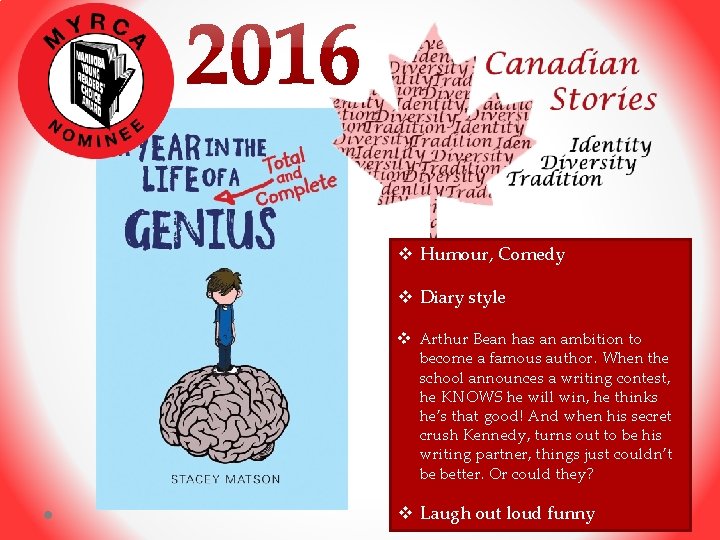 v Humour, Comedy v Diary style v Arthur Bean has an ambition to become