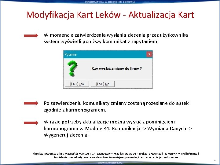 Modyfikacja Kart Leków - Aktualizacja Kart W momencie zatwierdzenia wysłania zlecenia przez użytkownika system