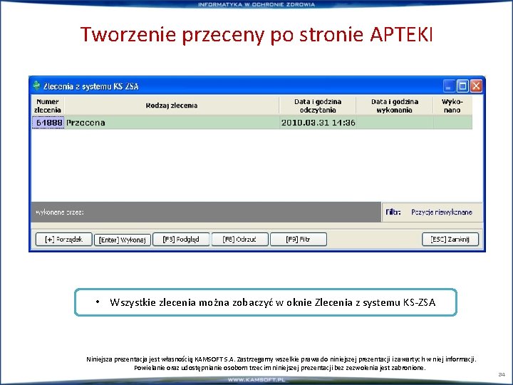 Tworzenie przeceny po stronie APTEKI • Wszystkie zlecenia można zobaczyć w oknie Zlecenia z