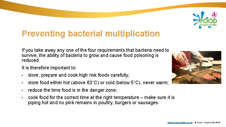 Preventing bacterial multiplication If you take away any one of the four requirements that Preventing bacterial multiplication If you take away any one of the four requirements that