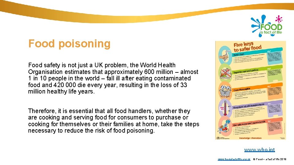 Food poisoning Food safety is not just a UK problem, the World Health Organisation