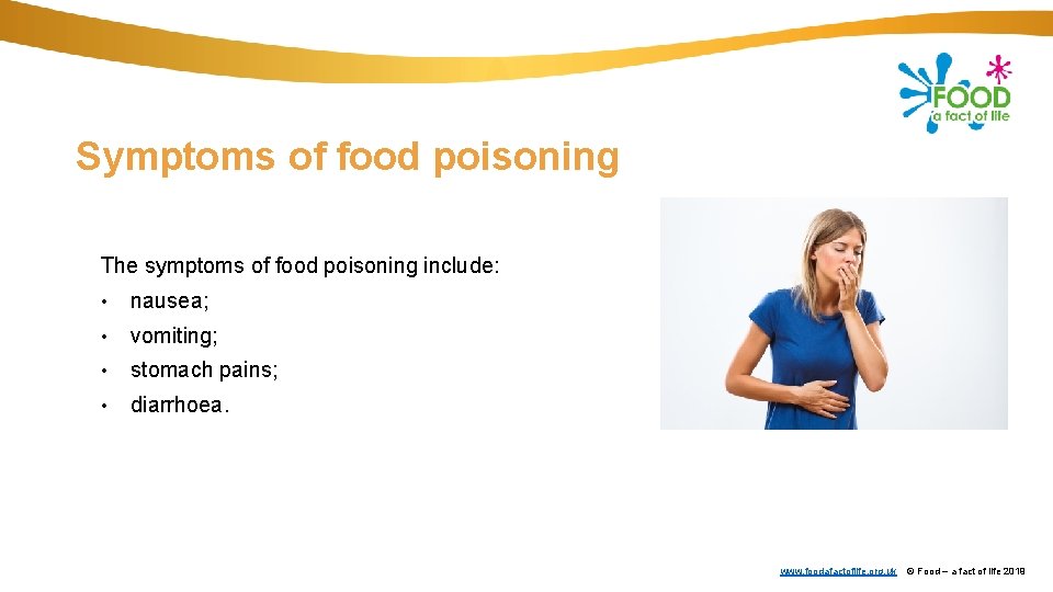 Symptoms of food poisoning The symptoms of food poisoning include: • nausea; • vomiting;