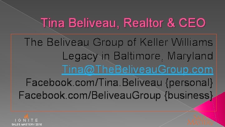 Tina Beliveau, Realtor & CEO The Beliveau Group of Keller Williams Legacy in Baltimore,