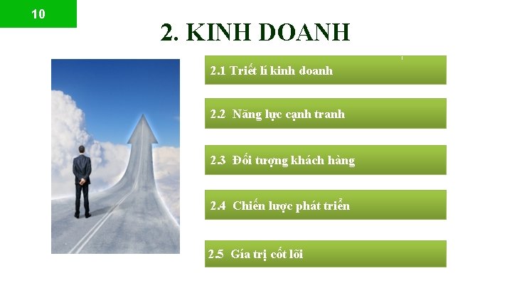 10 2. KINH DOANH 2. 1 Triết lí kinh doanh 2. 2 Năng lực