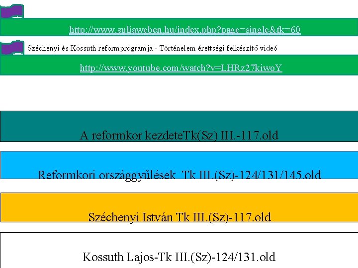  http: //www. suliaweben. hu/index. php? page=single&tk=60 Széchenyi és Kossuth reformprogramja - Történelem érettségi