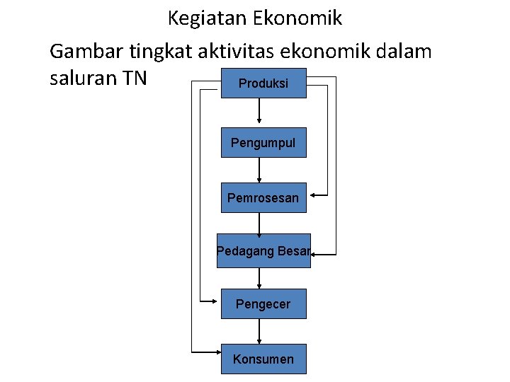 Kegiatan Ekonomik Gambar tingkat aktivitas ekonomik dalam saluran TN Produksi Pengumpul Pemrosesan Pedagang Besar