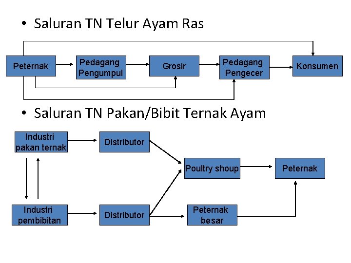  • Saluran TN Telur Ayam Ras Peternak Pedagang Pengumpul Grosir Pedagang Pengecer Konsumen