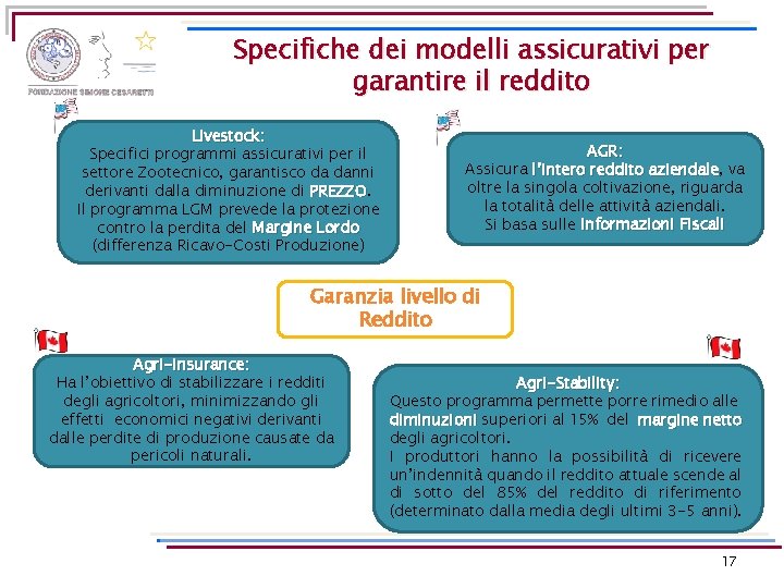 Specifiche dei modelli assicurativi per garantire il reddito Livestock: Specifici programmi assicurativi per il