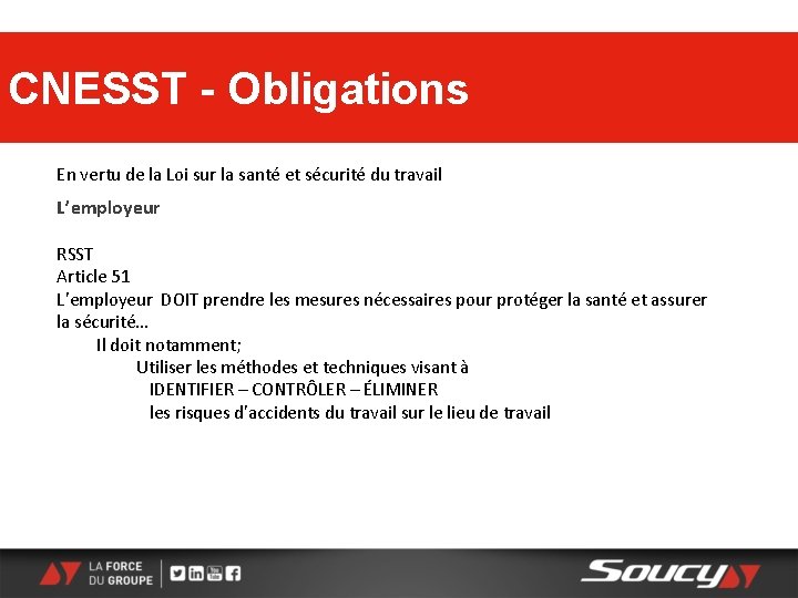 CNESST - Obligations En vertu de la Loi sur la santé et sécurité du