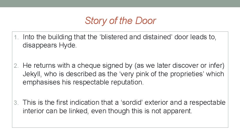 Story of the Door 1. Into the building that the ‘blistered and distained’ door