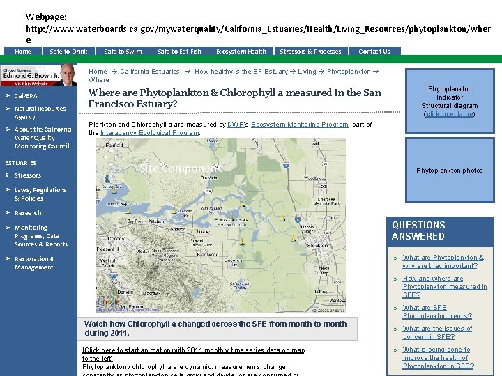 Webpage: http: //www. waterboards. ca. gov/mywaterquality/California_Estuaries/Health/Living_Resources/phytoplankton/wher e Home Safe to Drink Safe to Swim