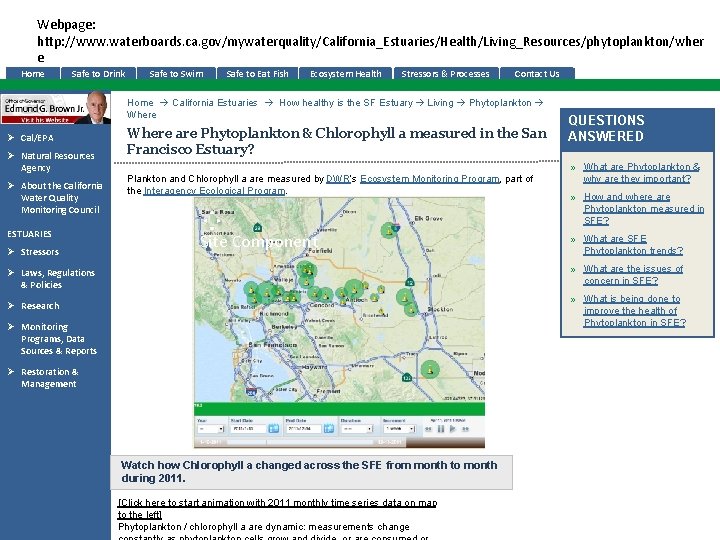 Webpage: http: //www. waterboards. ca. gov/mywaterquality/California_Estuaries/Health/Living_Resources/phytoplankton/wher e Home Safe to Drink Safe to Swim