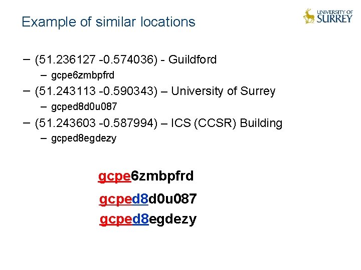Example of similar locations − (51. 236127 -0. 574036) - Guildford − gcpe 6