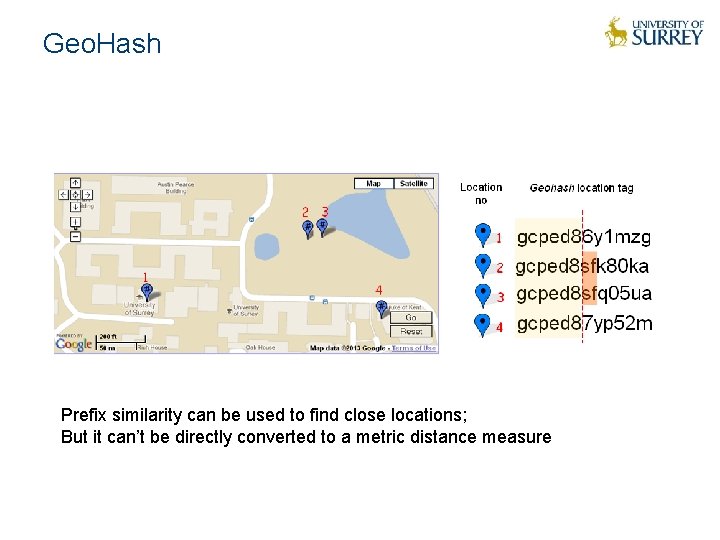 Geo. Hash Prefix similarity can be used to find close locations; But it can’t