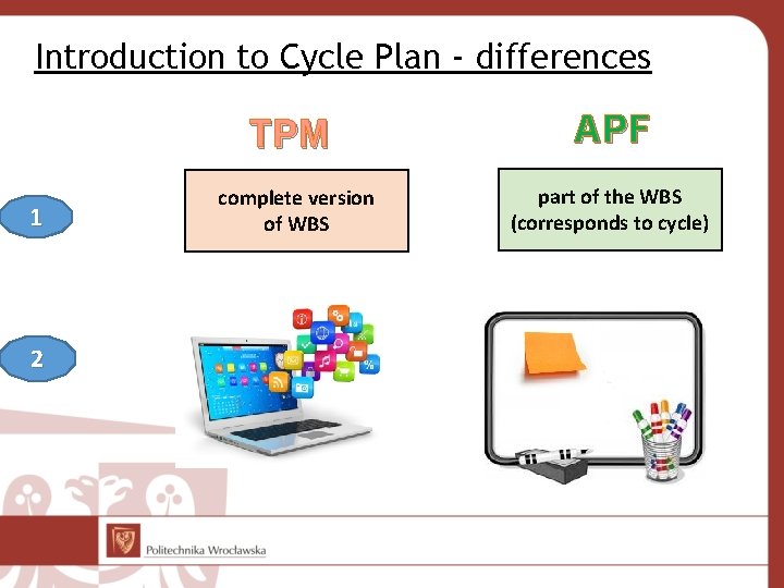 Introduction to Cycle Plan - differences 1 2 TPM APF complete version of WBS