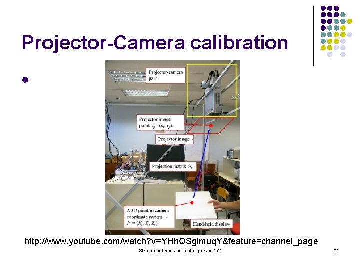 Projector-Camera calibration l http: //www. youtube. com/watch? v=YHh. QSglmuq. Y&feature=channel_page 3 D computer vision