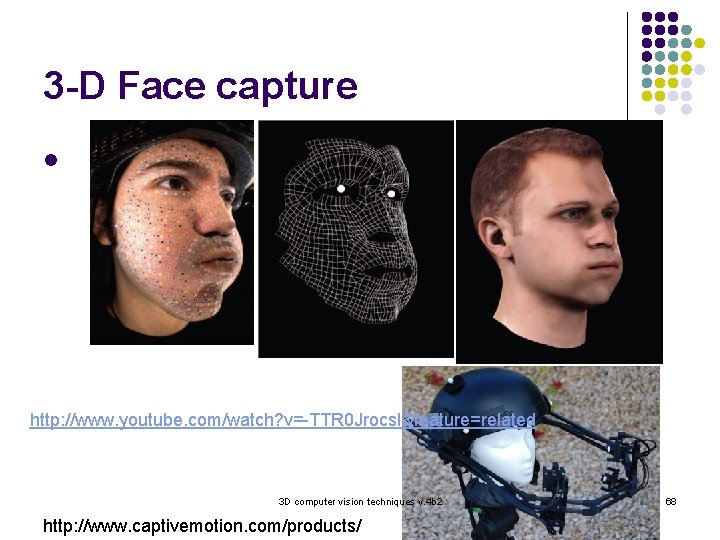 3 -D Face capture l http: //www. youtube. com/watch? v=-TTR 0 Jrocs. I&feature=related 3