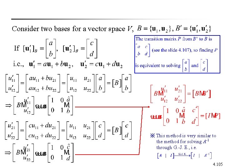 Consider two bases for a vector space V, ※ This method is very similar