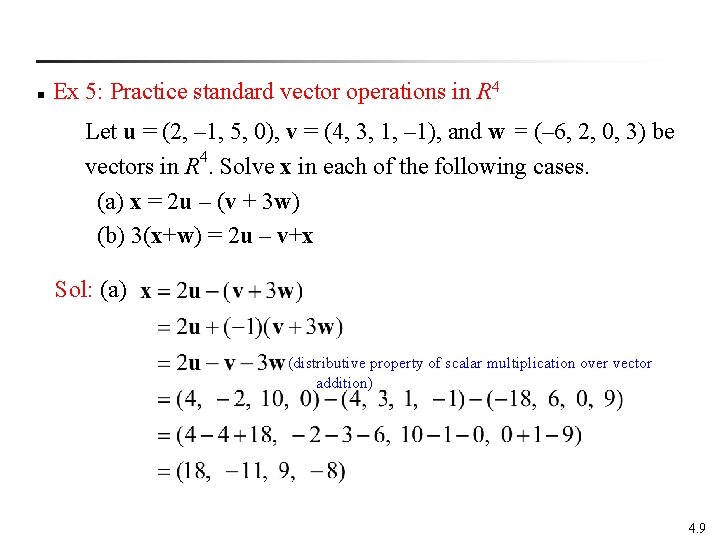 n Ex 5: Practice standard vector operations in R 4 Let u = (2,